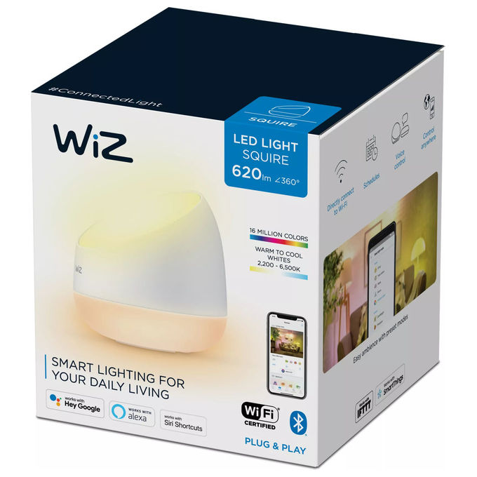 WiZ 8719514553026 Squire Lampada da tavolo smart LED 9W 620 lumen RGB Wi-Fi Bluetooth colore Bianco