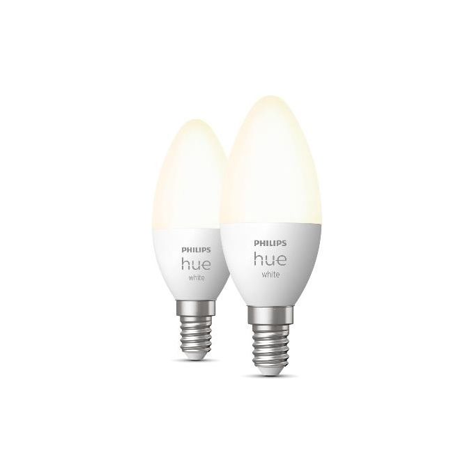 Philips Hue 929003021102 White Lampadina LED E14 5.5W 470lm 2700K Dimmerabile Bluetooth Zigbee Pack 2 colore Bianco