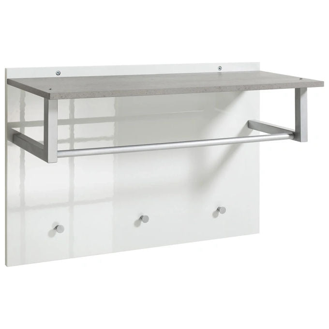 Composad PN4743K56104 Linea GALAVERNA Appendiabiti da Parete con 3 Ganci e Cappelliera 60x80cm colore Cemento e Bianco Laccato