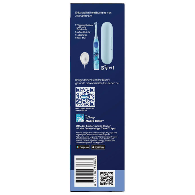 Oral-B IOKIDSTITCH6 Oral-B iO Kids Stitch Spazzolino elettrico rotante 3 modalita' Timer musicale 2 minuti Sensore pressione Autonomia 7 giorni colore Blu