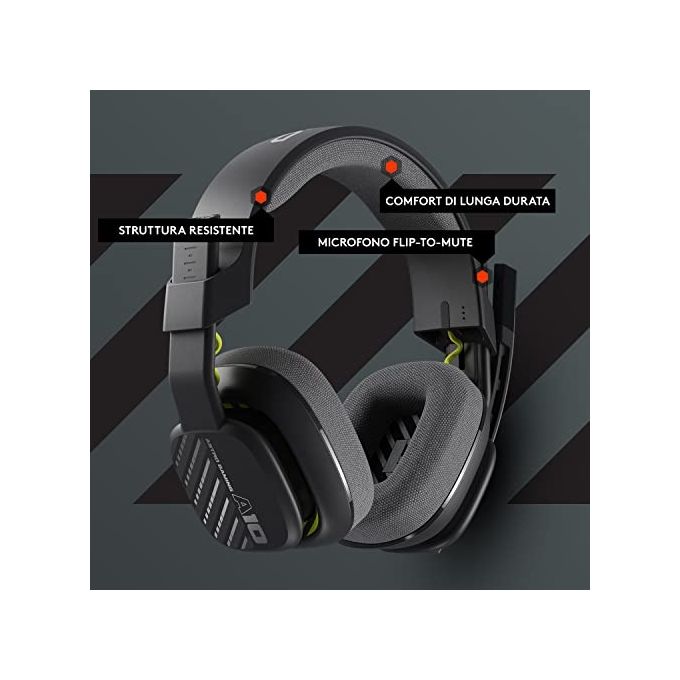 ASTRO Gaming 939-002057 A10 Gen 2 Cuffie Gaming Cablate Over-ear Microfono Unidirezionale Pieghevole Jack 3.5 mm colore Nero