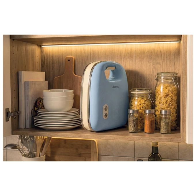 Ariete 00C196305AR0 Linea Vintage 1963 Sandwich Maker 750 W Piastre Fisse Rivestimento Antiaderente Colore Azzurro