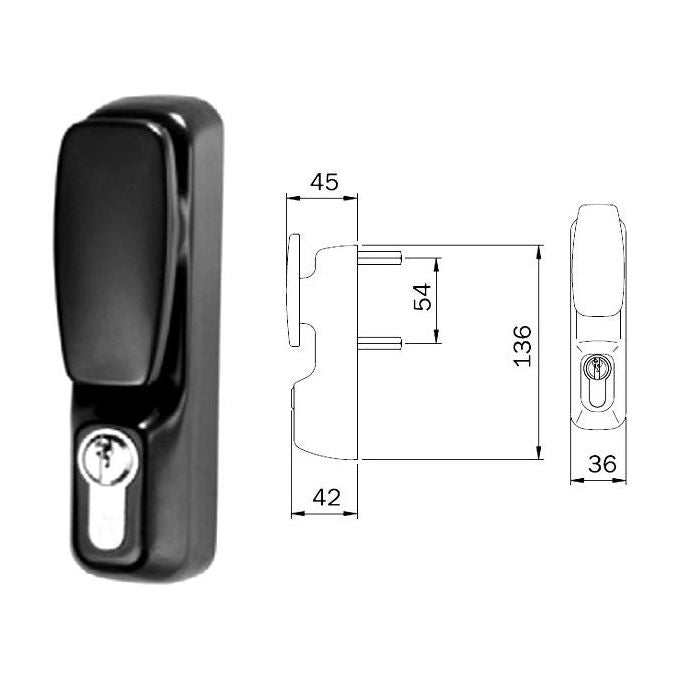 ISEO 94013005T Trim Pomolo Esterno per Antipanico con Cilindro da 40 mm Chiavi Incluse Spessore Porta fino a 105 mm colore Nero