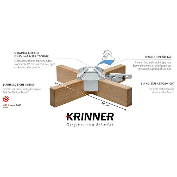 Krinner 95021 Supporto per Albero di Natale con Fissaggio a Picchetto Diametro Base 50 cm Peso 3,5 Kg colore Legno