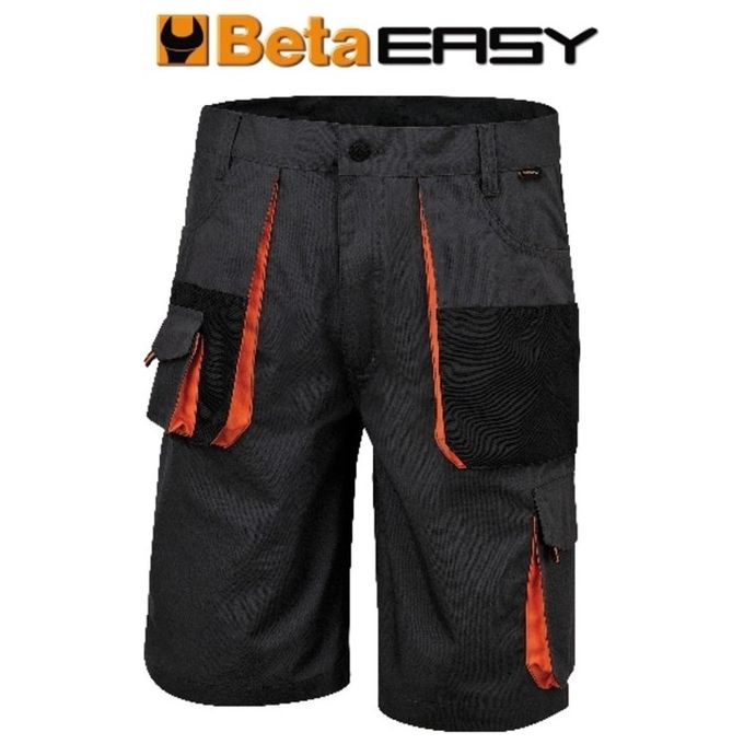 Beta 079010902 Easy 7901E Pantaloni Lavoro Corti Canvas T C 65% Poliestere 35% Cotone 260 g-m² con Rinforzi in Oxford Colore Grigio