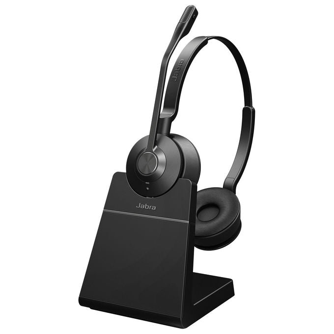Jabra, Auricolare Wireless Stereo Engage 55 SE, USB-A UC, con Base di Ricarica, Nero