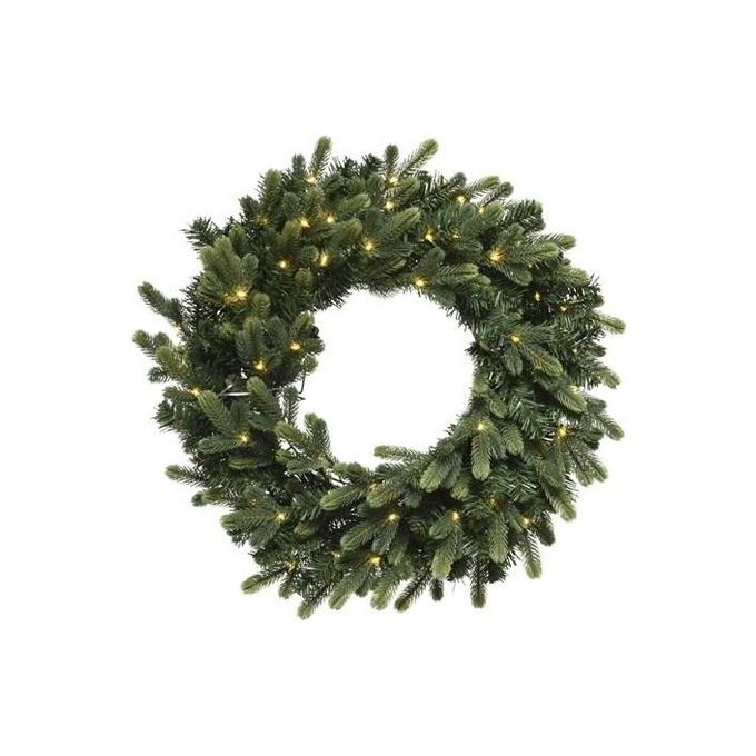 Kaemingk CORONA GINEVRA CON MICRO LED PER INTERNO 60 micro LED alimentazione a batteria altezza 10 cm profondita' 60 cm colore Verde
