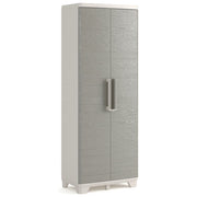 Keter Armadio Alto Wood Grain 68x39x182H Armadio da Esterno in Design Moderno Resistente ai Raggi UV con 3 Ripiani Regolabili