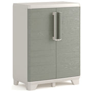 KETER Armadio Basso Wood Grain 68x39x97H Design Elegante e Funzionale per Esterni con Ripiano Regolabile