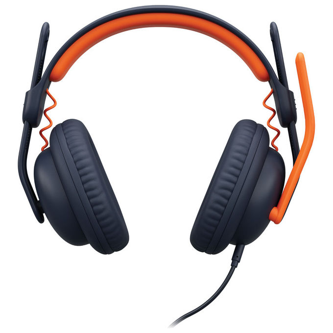 Logitech 981-001389 Zone Learn Auricolare Cablato con Microfono Asta Omnidirezionale per Uso Scolastico colore Blu Arancione
