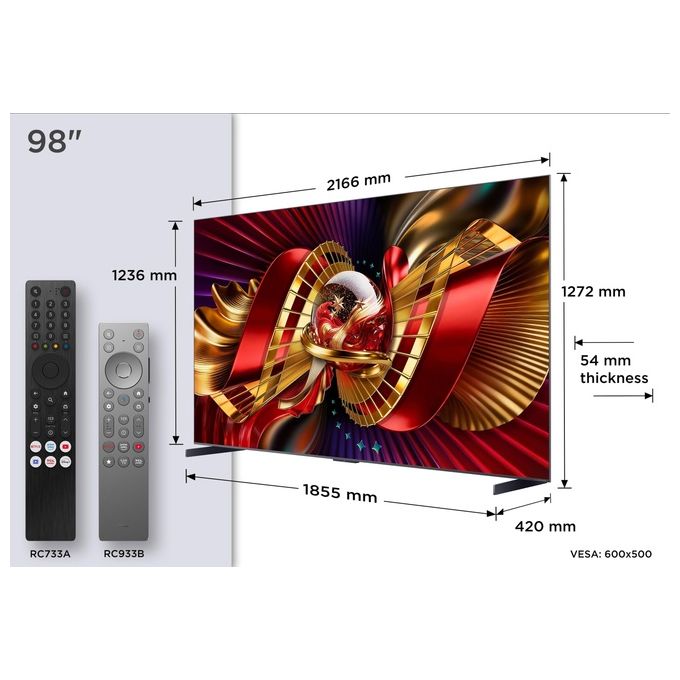 TCL 98C8L C8L TV 98'' SQD-Mini LED 4K Google TV 144Hz Dolby Vision Atmos Audio Bang and Olufsen