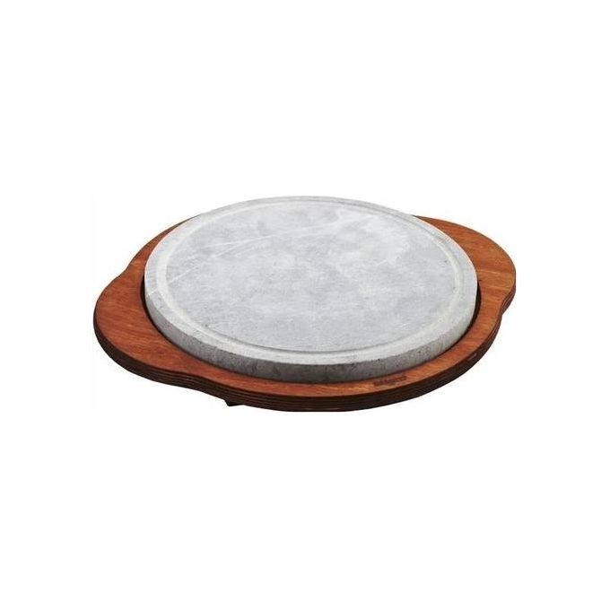 Bisetti BISETTI_99011 Pietra Ollare Rotonda in Steatite con Base in Legno Wengé colore Legno Wengé