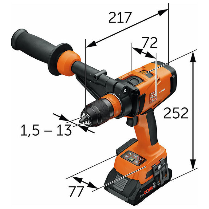 Fein ASCM18-4QM-AS Trapano avvitatore a batteria 18V 4 velocita' motore brushless coppia massima 130 Nm interfaccia QuickIN senza batteria o caricatore colore Nero