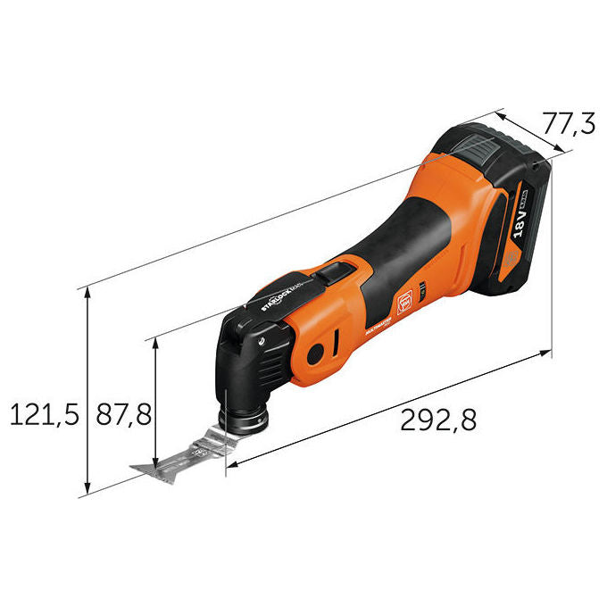 Fein 99100001558 AMM 700 MAX Multistrumento senza fili Motore brushless Controllo elettronico della velocita' Compatibile con batterie 18V AMPShare colore Nero