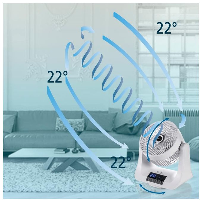 Macom 993 Tornado Ventilatore domestico con pale Doppia Oscillazione 3 Velocita' 45 W Timer Telecomando colore Bianco