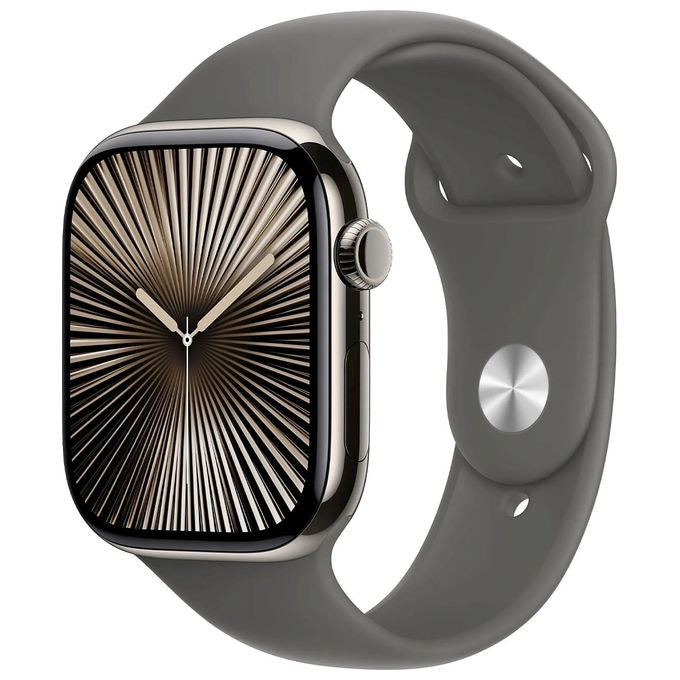 Apple MWYA3QL-A Apple Watch Series 10 Smartwatch GPS + Cellular Cassa 46 mm Titanio Naturale con Cinturino Sport Loop Grigio Pietra M-L colore Grigio pietra