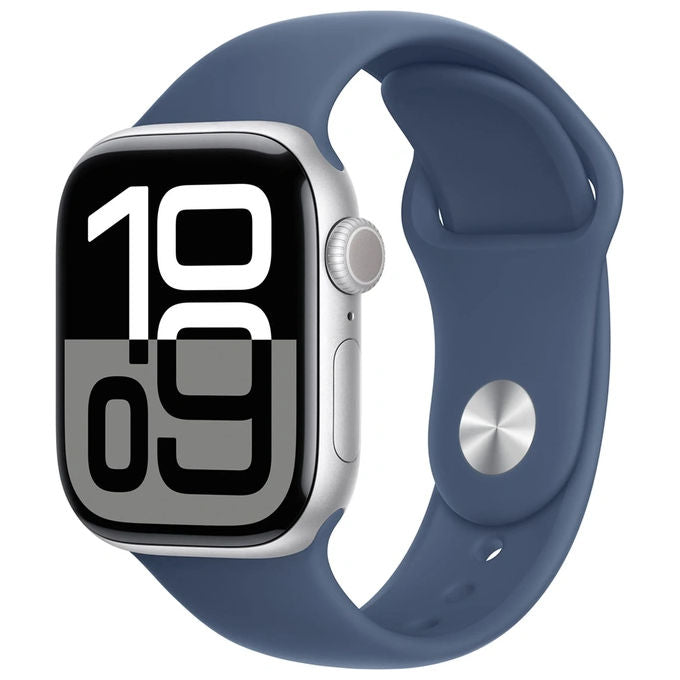 Apple MWWL3QL-A Apple Watch Series 10 GPS Smartwatch 46 mm con cassa in alluminio Argento e cinturino Sport Loop Denim colore Denim