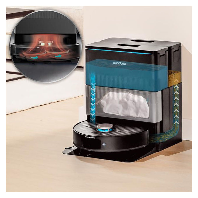 Cecotec A01_EU01_114481 Conga X70 Robot aspirapolvere e lavapavimenti con IA Navigazione Laser 5200 mAh autonomia 240 min Wi-Fi colore Nero