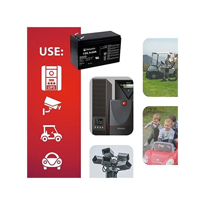 Atlantis Batteria Per Ups, Antifurti 12v-9,0ah Scatola Singola