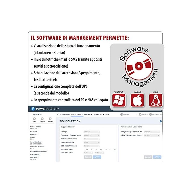 Atlantis A03-OP1002 UPS Online Gruppo di Continuita' Server Doppia Conversione 1000VA 900W Tower Onda Sinusoidale 4 IEC LCD USB EPO Slot SNMP 2x12V 9Ah colore Nero