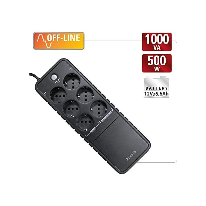 Atlantis A03-PS1000 ups 1000va-500w Onepower stepwave off line 6p Schuko Montabile a muro