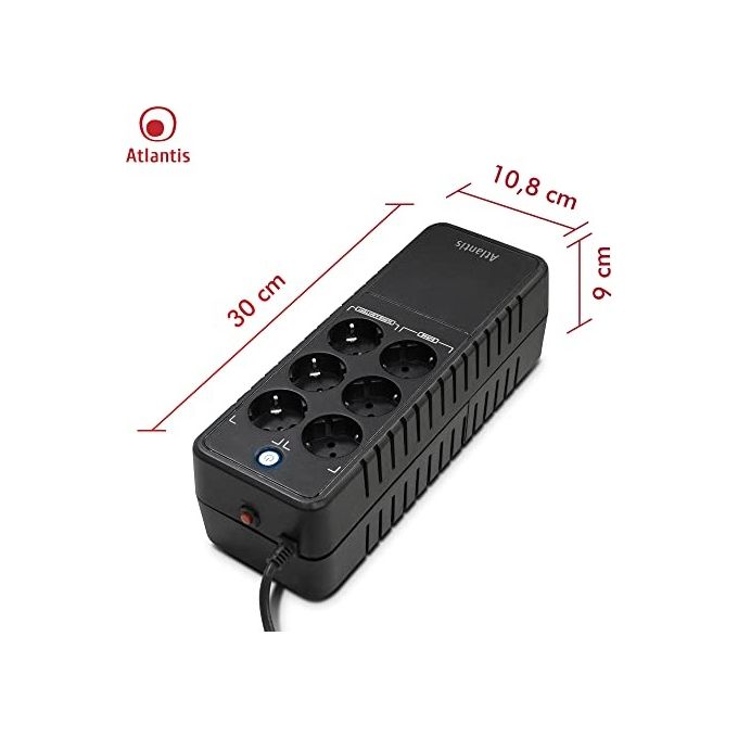 Atlantis A03-PS1000 ups 1000va-500w Onepower stepwave off line 6p Schuko Montabile a muro