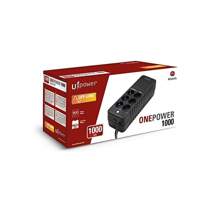 Atlantis A03-PS1000 ups 1000va-500w Onepower stepwave off line 6p Schuko Montabile a muro