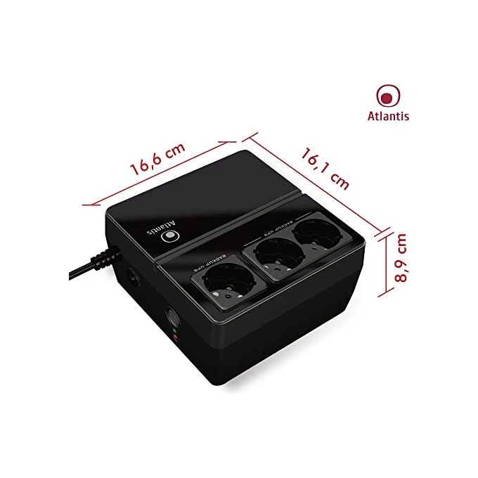 Atlantis OnePower 700, UPS OffLine 700VA-300W, 3 prese Schuko, 1 Batteria 12V 4.5Ah