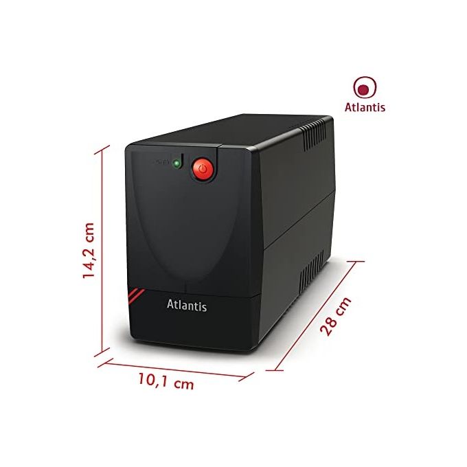 Atlantis A03-X1000 Ups 750va-375w Line interactive Avr Batteria 12v 4,5ah 2 Prese Schuko