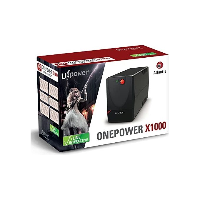 Atlantis A03-X1000 Ups 750va-375w Line interactive Avr Batteria 12v 4,5ah 2 Prese Schuko