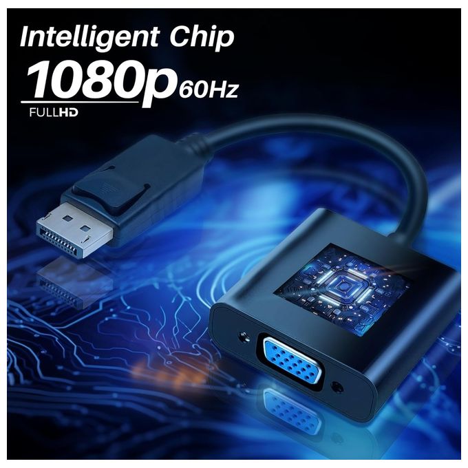 Atlantis adattatore da Display Port (DP) a VGA, 1080p 60 Hz, per PC e Notebook