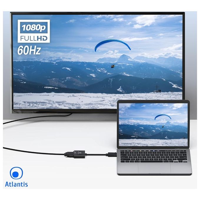 Atlantis adattatore da Display Port (DP) a VGA, 1080p 60 Hz, per PC e Notebook