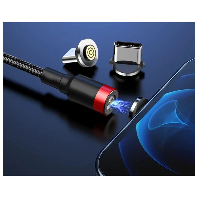 Lostech LS-100272 Cavo Magnetico Type-C 100 cm Carica Rapida 3.0 Trasferimento Dati Nylon Anti Strappo Alluminio
