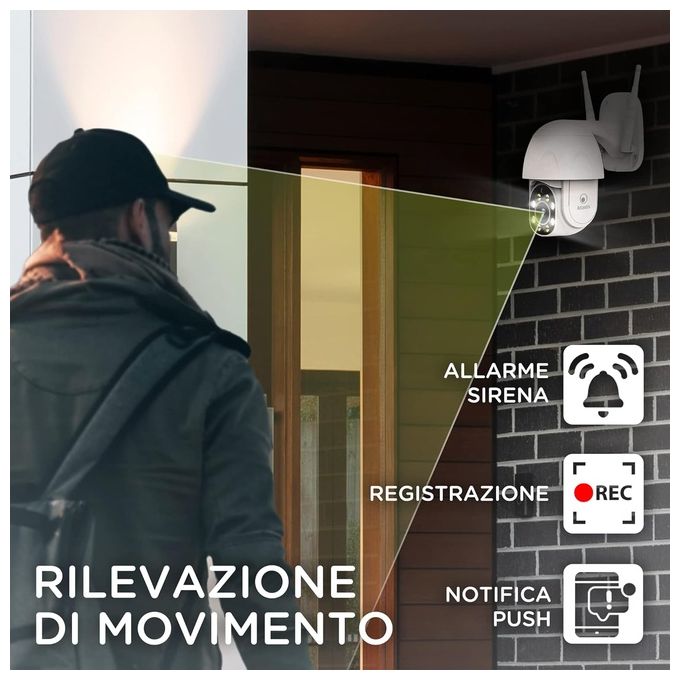 Atlantis Land A14-SC930-PT Telecamera IP Wi-Fi Motorizzata Esterno Full HD 1080p 2MP Pan Tilt Visione Notturna Audio 2 vie colore Bianco