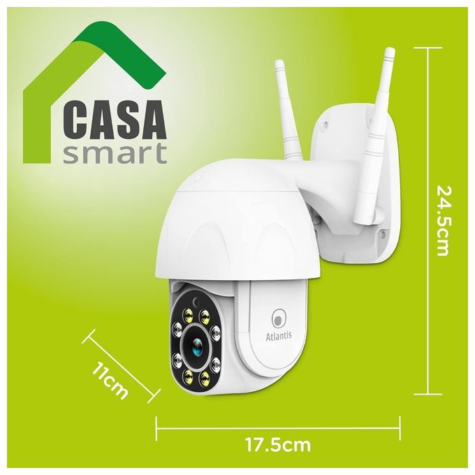 Atlantis Land A14-SC930-PT Telecamera IP Wi-Fi Motorizzata Esterno Full HD 1080p 2MP Pan Tilt Visione Notturna Audio 2 vie colore Bianco