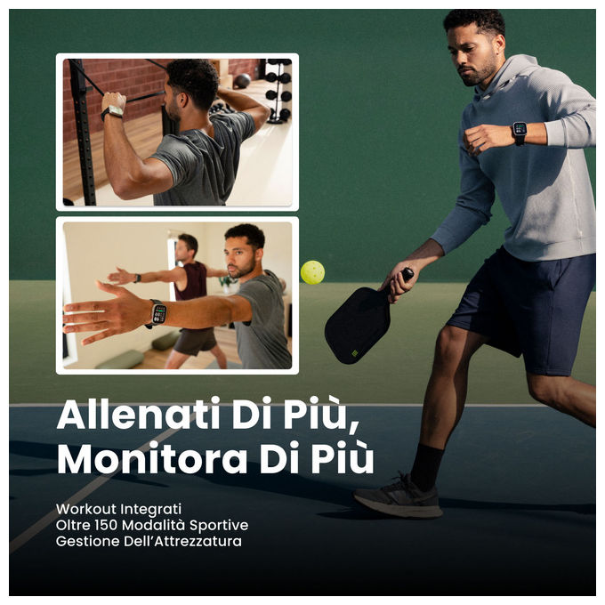 Amazfit A2568 Bip Max Smartwatch AMOLED 2.07'' GPS 4GB Mappe Offline 150+ Sport 5 ATM Autonomia 20 Giorni colore Argento