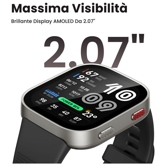 Amazfit A2568 Bip Max Smartwatch AMOLED 2.07'' GPS 4GB Mappe Offline 150+ Sport 5 ATM Autonomia 20 Giorni colore Argento