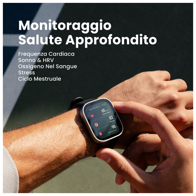 Amazfit A2568 Bip Max Smartwatch AMOLED 2.07'' GPS 4GB Mappe Offline 150+ Sport 5 ATM Autonomia 20 Giorni colore Argento