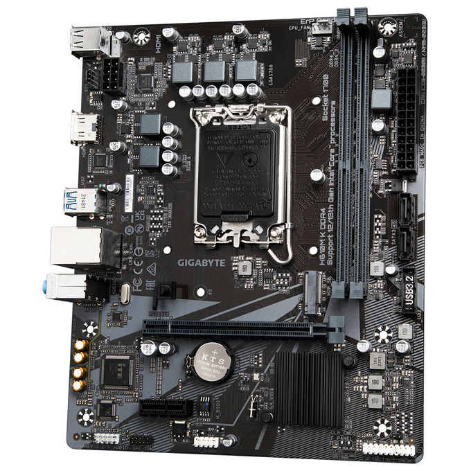 Gigabyte H610M K DDR4 Scheda madre Intel H610 Express LGA 1700 2x DIMM DDR4 fino a 3200MHz 1x M.2 2x SATA USB 3.2 Gen 1 LAN Gigabit colore Marrone