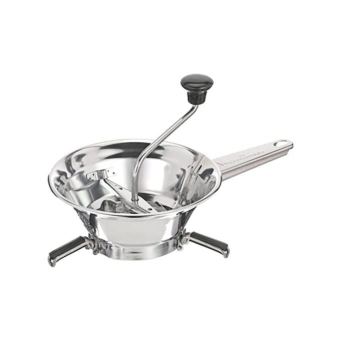 Moulinex A40106 Classic - Passaverdure manuale, 2 dischi in acciaio inox (fino a 19 cm), capacita' variabile secondo contenitore, corpo e dischi in acciaio inox, smontabile e lavabile in lavastoviglie, piedini pieghevoli antiscivolo, appendibile, colore i