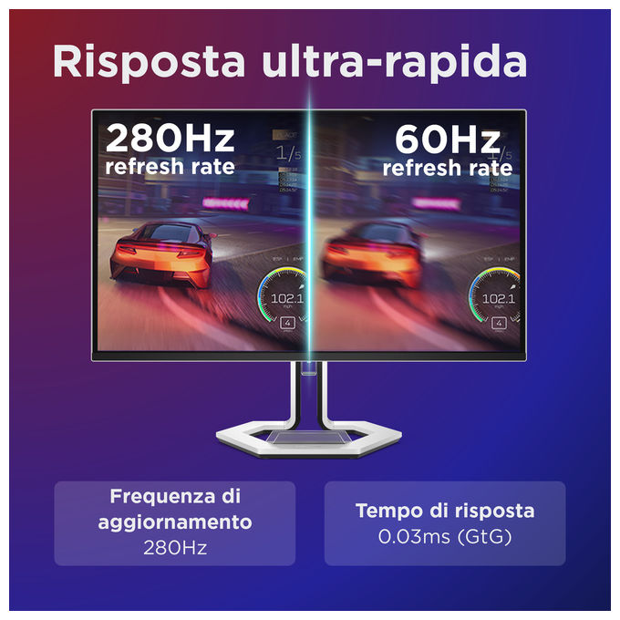 Lenovo 68CFGACBIT Legion Pro 27Q-10 Monitor Gaming 26.5'' QD-OLED QHD 2560x1440 280Hz 0.03ms AMD FreeSync Premium Pro colore Nero Grigio