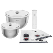 Zwilling 1031015 FRESHandSAVE Starter Kit 9 pezzi sottovuoto acciaio inox Sistema di conservazione con ciotole e pompa colore Acciaio