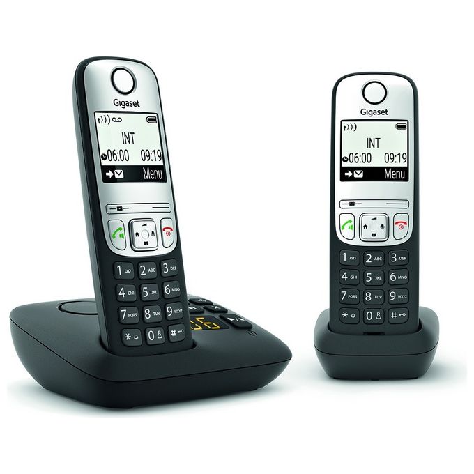 Gigaset L36852-H2830-B101 A690A Duo Telefono Analogico DECT con Segreteria Telefonica e Vivavoce Identificatore di Chiamata Display 2 Pollici colore Nero