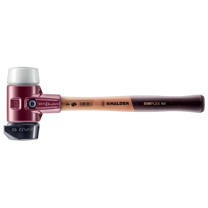 Halder 3027-280 Mazzuola SIMPLEX con Testa in Gomma e Superplastik Diametro 80 mm Manico in Legno Ergonomico con Riduzione Vibrazioni colore Nero