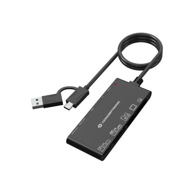 Conceptronic BIAN10B Lettore di schede 7 in 1 USB 3.2 Gen 1 2x SD 2x MicroSD MS CF xD colore Nero