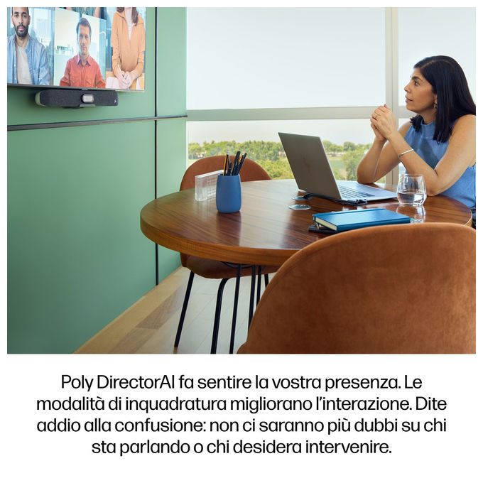 HP A9DD8AA Poly Studio V12 USB Barra video 4K Ultra HD Risoluzione 3840 x 2160 Pixel Zoom digitale 5x Wi-Fi Bluetooth colore Bianco