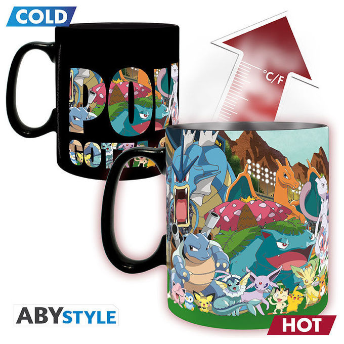 ABYstyle ABYMUGA591 Pokémon Tazza Termica Heat Change Gotta Catch Em All 460 ml colore Multicolore