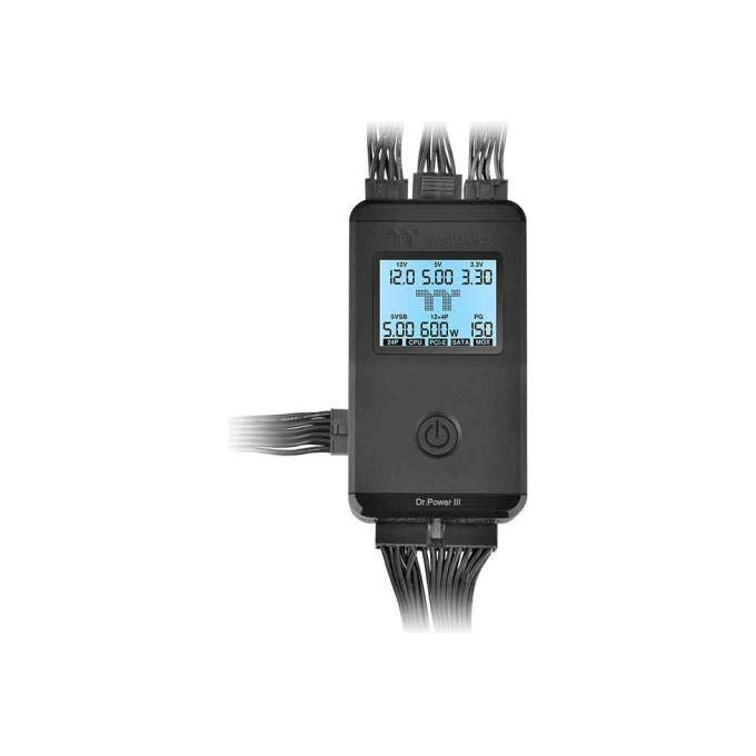 Thermaltake WTH85208II Dr. Power III Tester di alimentatori ATX 24-pin SATA LCD retroilluminato Bianco-Rosso colore Nero