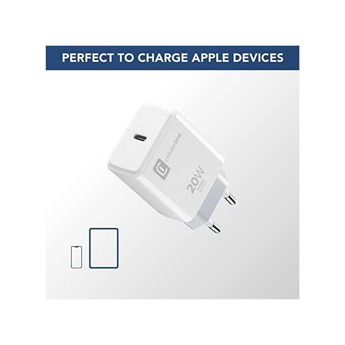 Cellular Line USB-C Charger 20W Caricabatterie da rete USB-C 20W Bianco