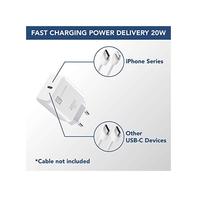 Cellular Line USB-C Charger 20W Caricabatterie da rete USB-C 20W Bianco